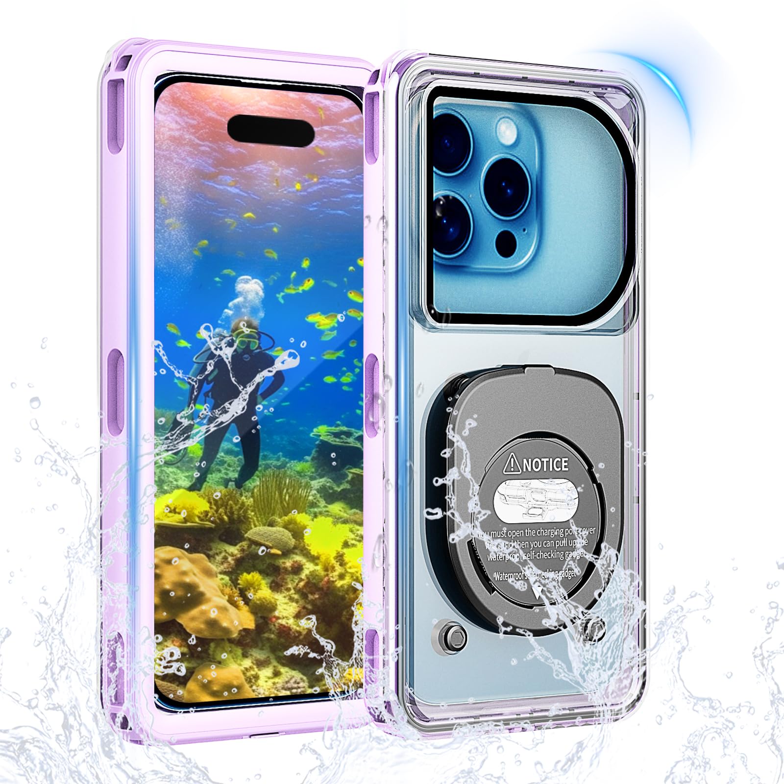 Protection Telephone Eau, IPX8 Coque Etanche, 6,95 in Pochette Etanche, Pochette Telephone Portable, étuis, Convient à la Plongée, Surf, Natation et à d'autres Activités Aquatiques (Violet)
