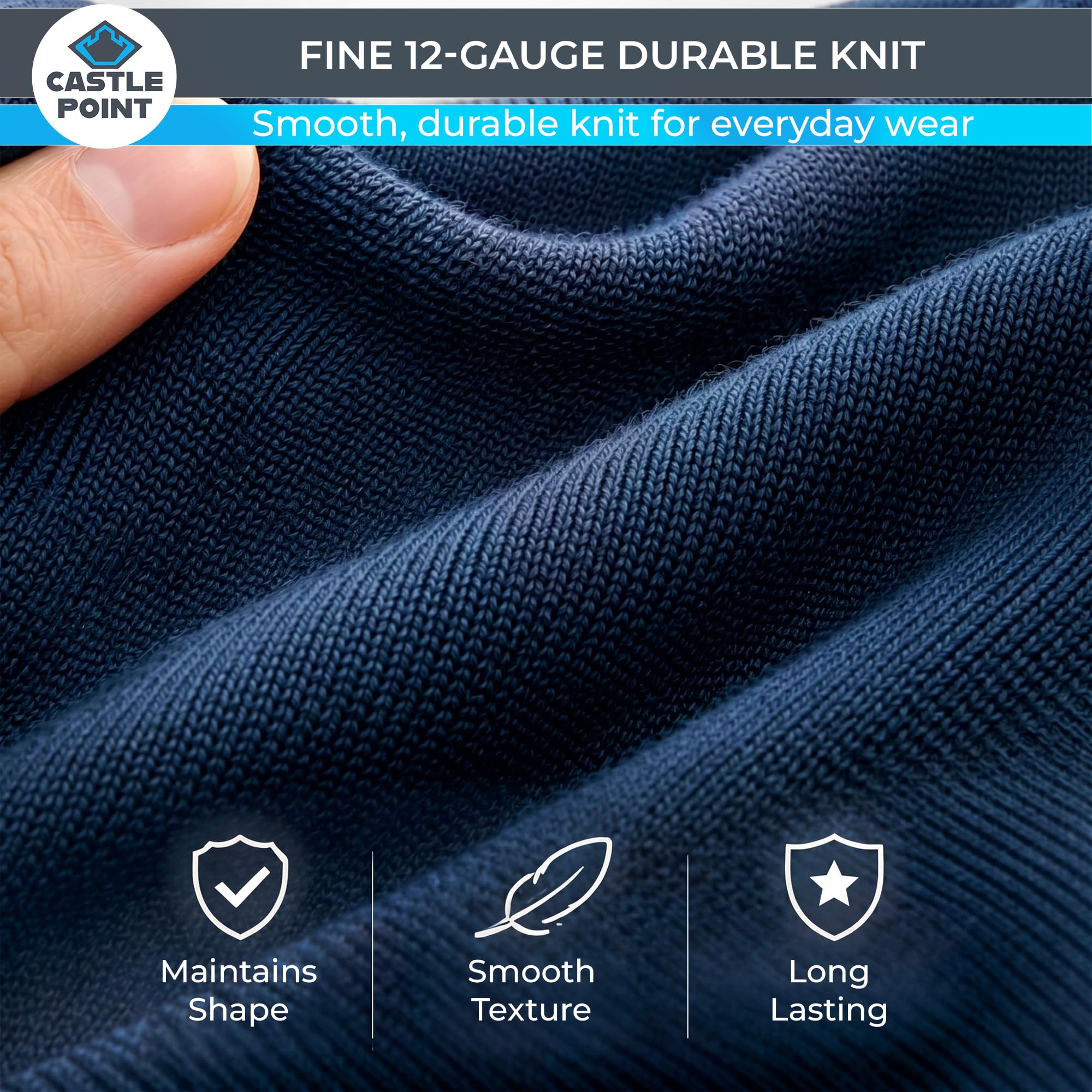 Castle Point Pull Homme 100% Coton Léger – Pull Tricot Col Rond ou Col V Pull Homme Coton Respirant Pull Léger Décontracté et Bureau