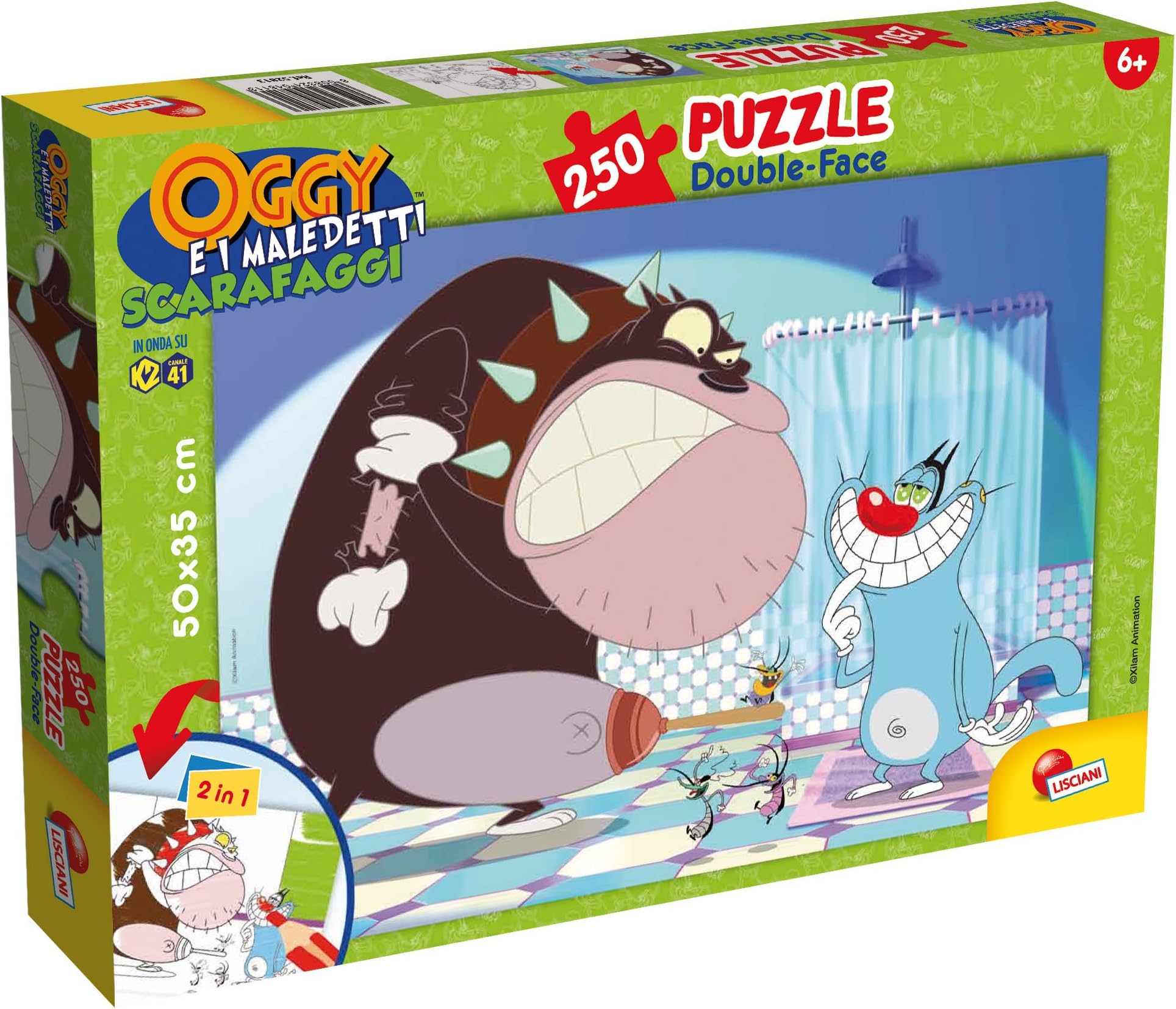 Lisciani Giochi 52813 โ Puzzle DF Plus Oggy Oggy and Cockroaches, 250 pieces, Multi-Colour