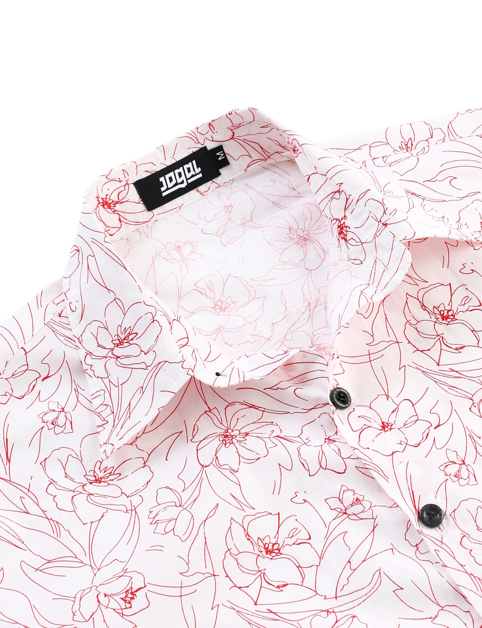 JOGAL Chemise hawaïenne en coton à manches courtes pour hommes