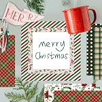 24 Feuilles Papier à carnet de motifs de Noël, 12"x12" Papier texturé rouge vert texturé Xmas Papier artisanal plié plat pour DIY La création de cartes Scrapbook Photo Album Decor, 12 Conceptions