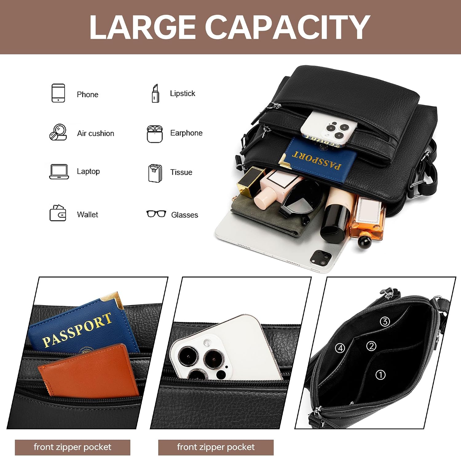 Crossbody Purses for Women Small Organizer Crossbody Bags for Women Built in RFID Wallet