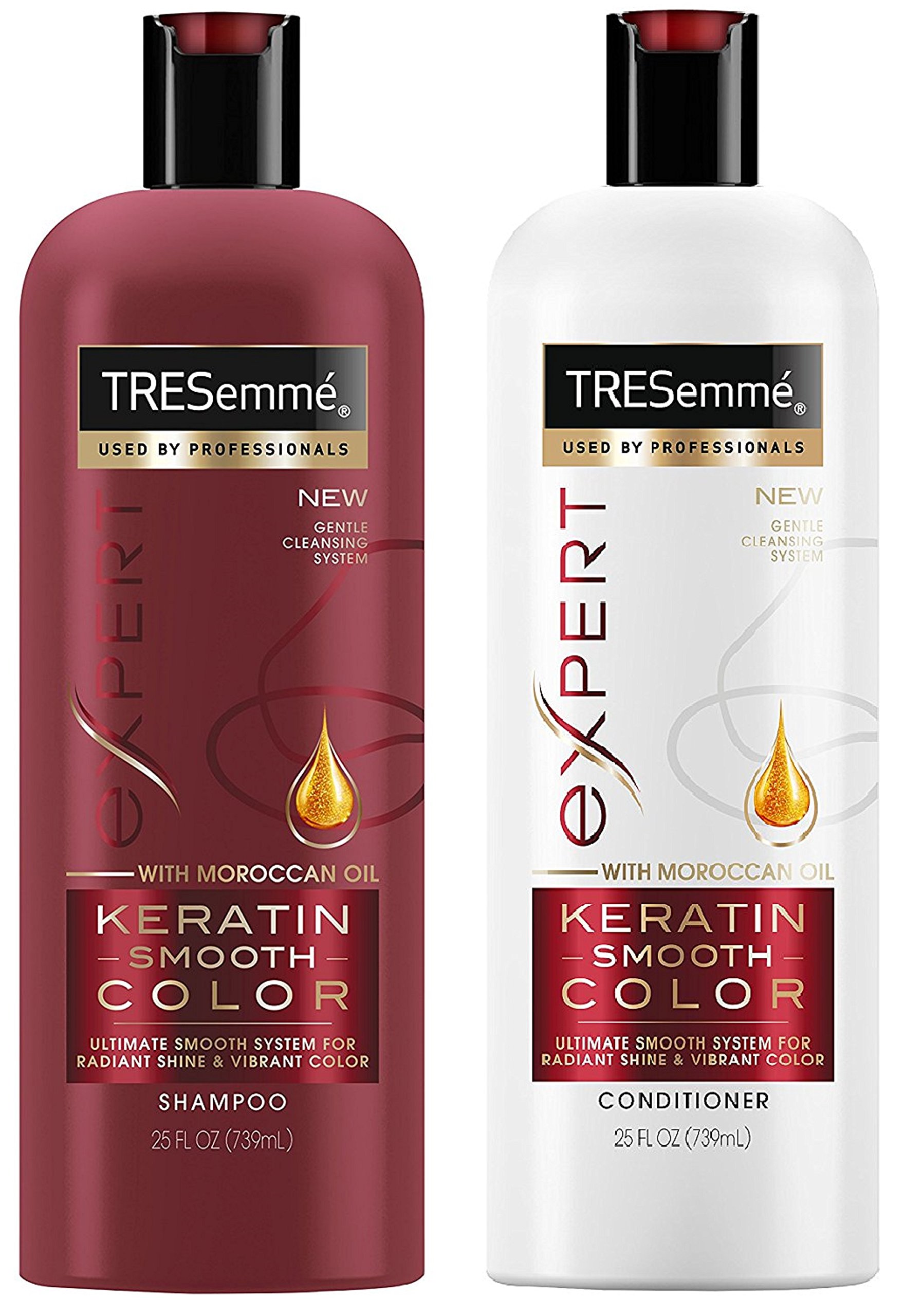 Tresemme Expert Haircare - Keratin Smooth Color - With Moroccan Oil - Shampoo & Conditioner Set - Net Wt. 25 FL OZ (739 mL) Per Bottle - One Set