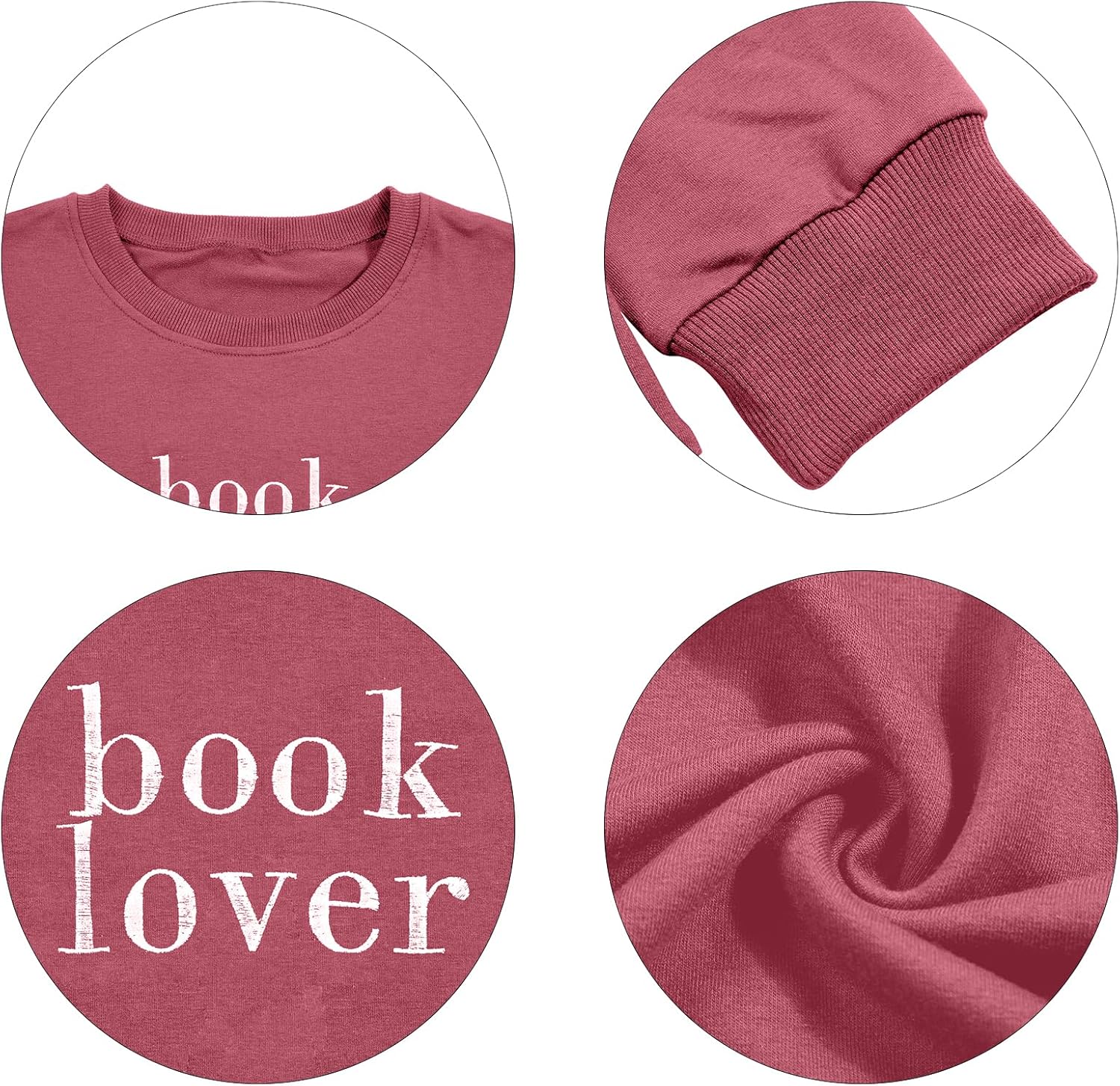 MOUSYA Book Lover Embroidered Sweatshirt Women Funny Reading Book Long Sleeve Shirt Casual Teacher Pullover Tops - Image 7