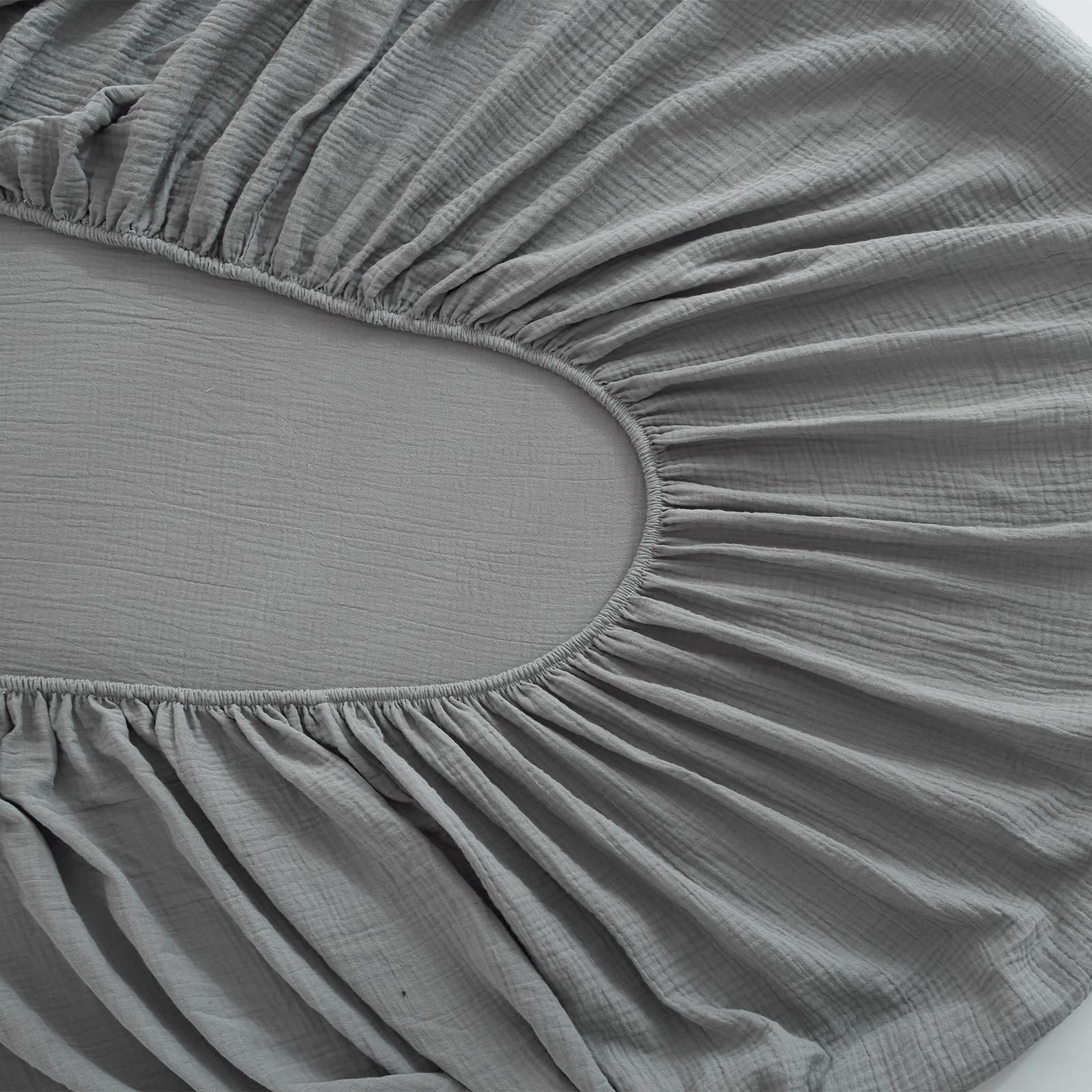 Boqingzhu Muslin Baumwolle Spannbettlaken 180x200cm Grau Dunkelgrau Anthrazit Atmungsaktiv Weich Hautfreundlich Spannbetttuch Bettlaken für Matraze bis 30cm Boxspringbett Topper