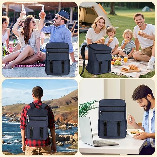 Vista 6 de Mochila térmica suave aislada a prueba de fugas, 30 latas, mochila térmica portátil para picnic, camping, playa, senderismo, barbacoa, almuerzo