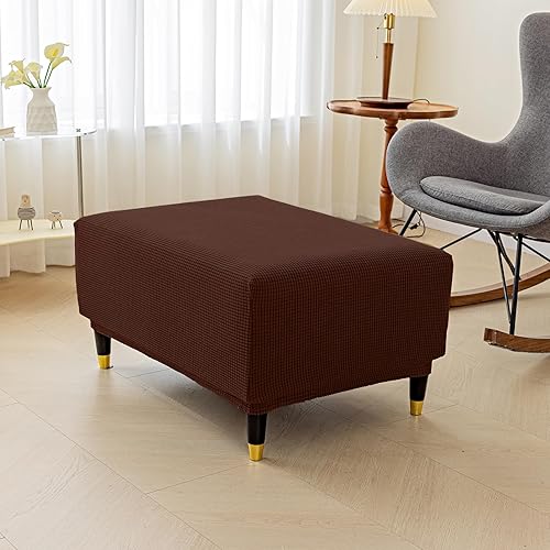 Miniatura 2 de ROSYNEY Fundas otomanas elásticas, fundas otomanas de jacquard suave, fundas rectangulares de almacenamiento para taburetes, funda protectora de