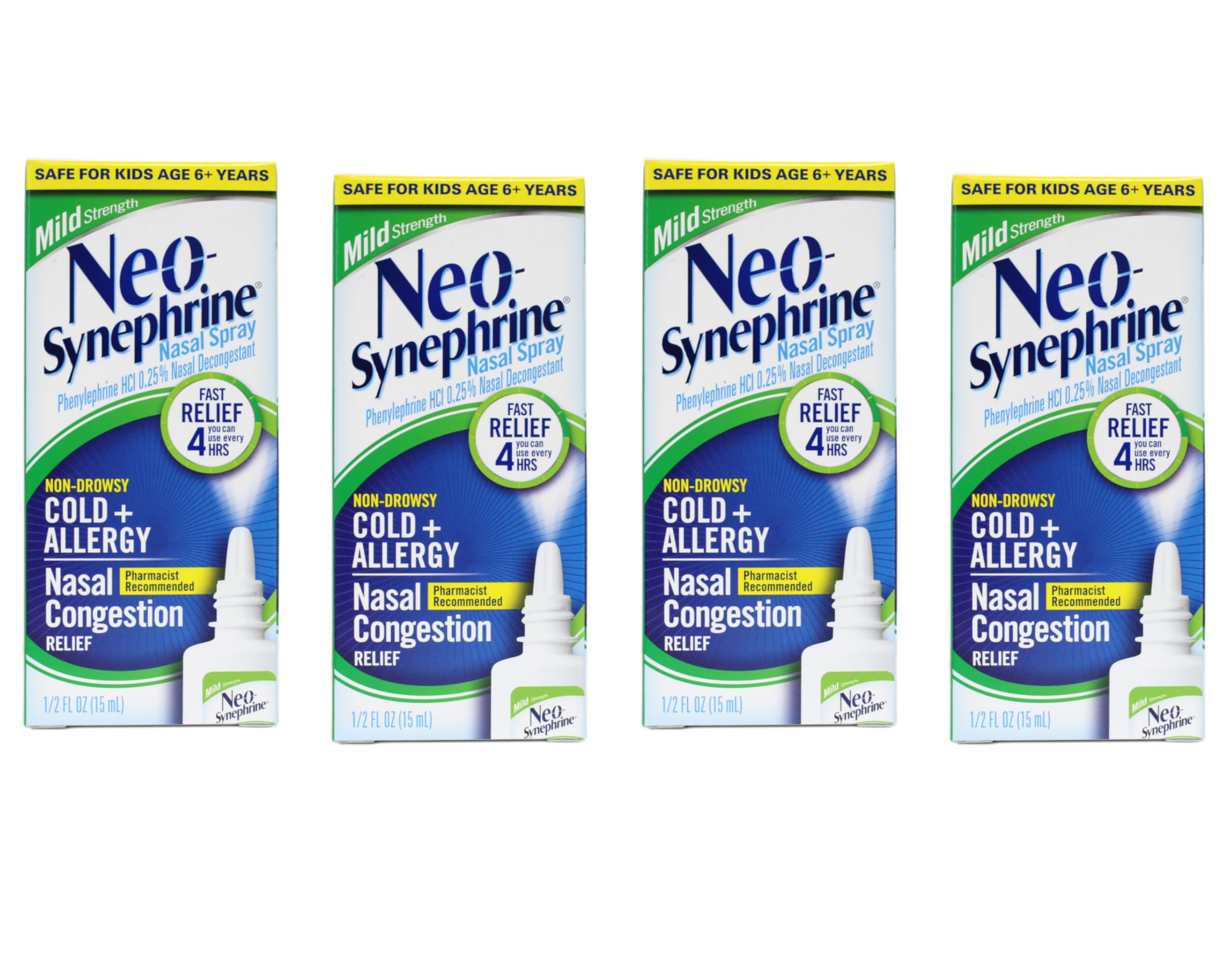Neo-Synephrine Nasal Spray, Mild Formula, .5-Ounce Bottles (Pack of 4)