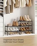 SONGMICS 2-Tier Shoe Rack for Closet, Compact Metal Shoe Organizer Shelf for Entryway, Bedroom, Small Spaces, Stackable, 11.8 x 17.7 x 12.2 Inches, Black ULSA112BH01