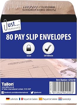 Tallon Just Stationery 100x110mm Wage Packet Pack of 80