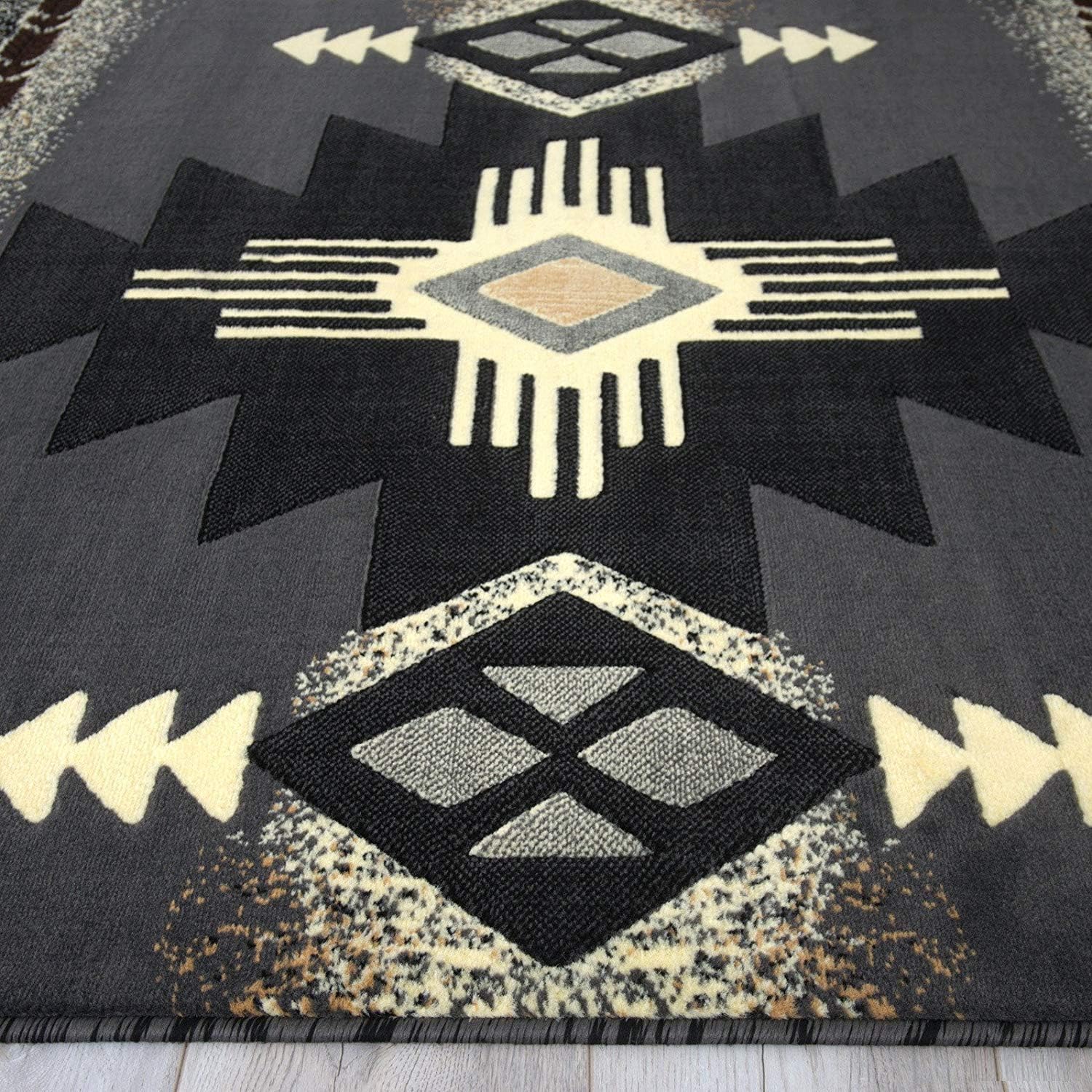 Champion Rugs Southwest Navajo Aztec Native American Tribal Gray Area Rug Carpet (8 Feet X 10 Feet)