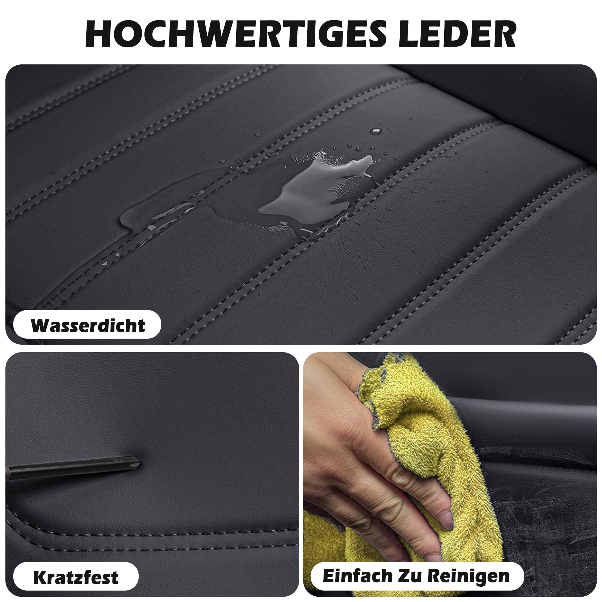 Für 99% Hyundai-Modelle sitzbezüge | Autositzbezüge Komplett Set Universal in Premium-Optik | Auto Sitzbezüge Airbag Geeignet | Wasserdicht Sitzbezug Einfach zu montieren (Vollsatz, Schwarz)