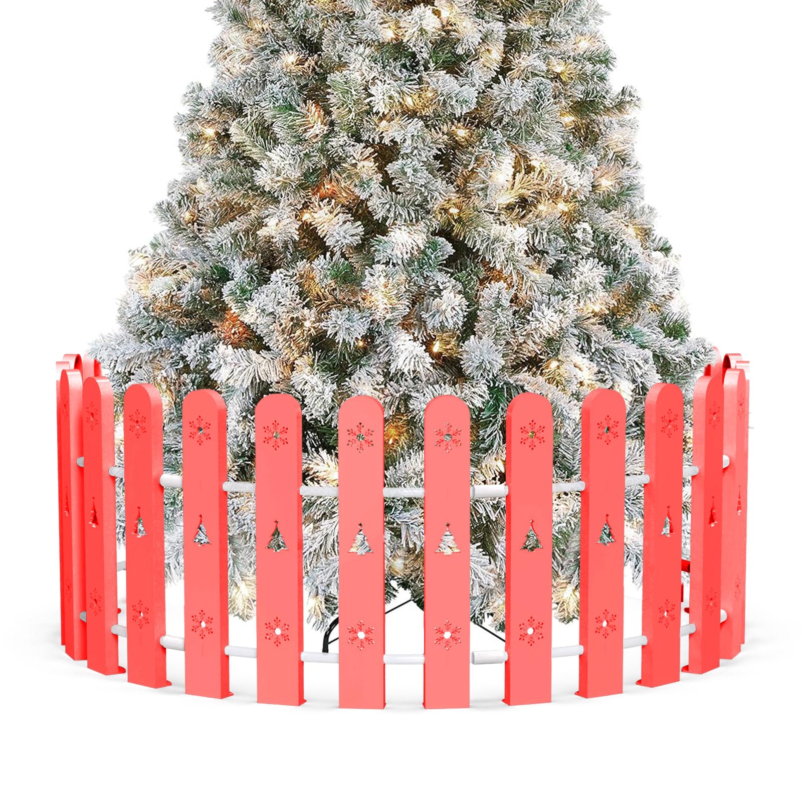 Clôtures de sapin de Noël modulables 35 pièces rouge vif de 41,9 cm en plastique robuste