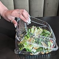 Vista 5 de Daxwell 8 x 8 x 3 pulgadas con bisagras de plástico (PET) contenedores para llevar, E10005860 (caja de 200)