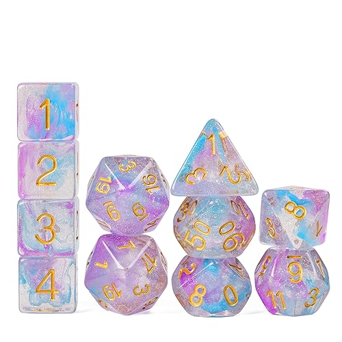 UDIXI 11 Piece DND Dice Set with Iridecent Swirls