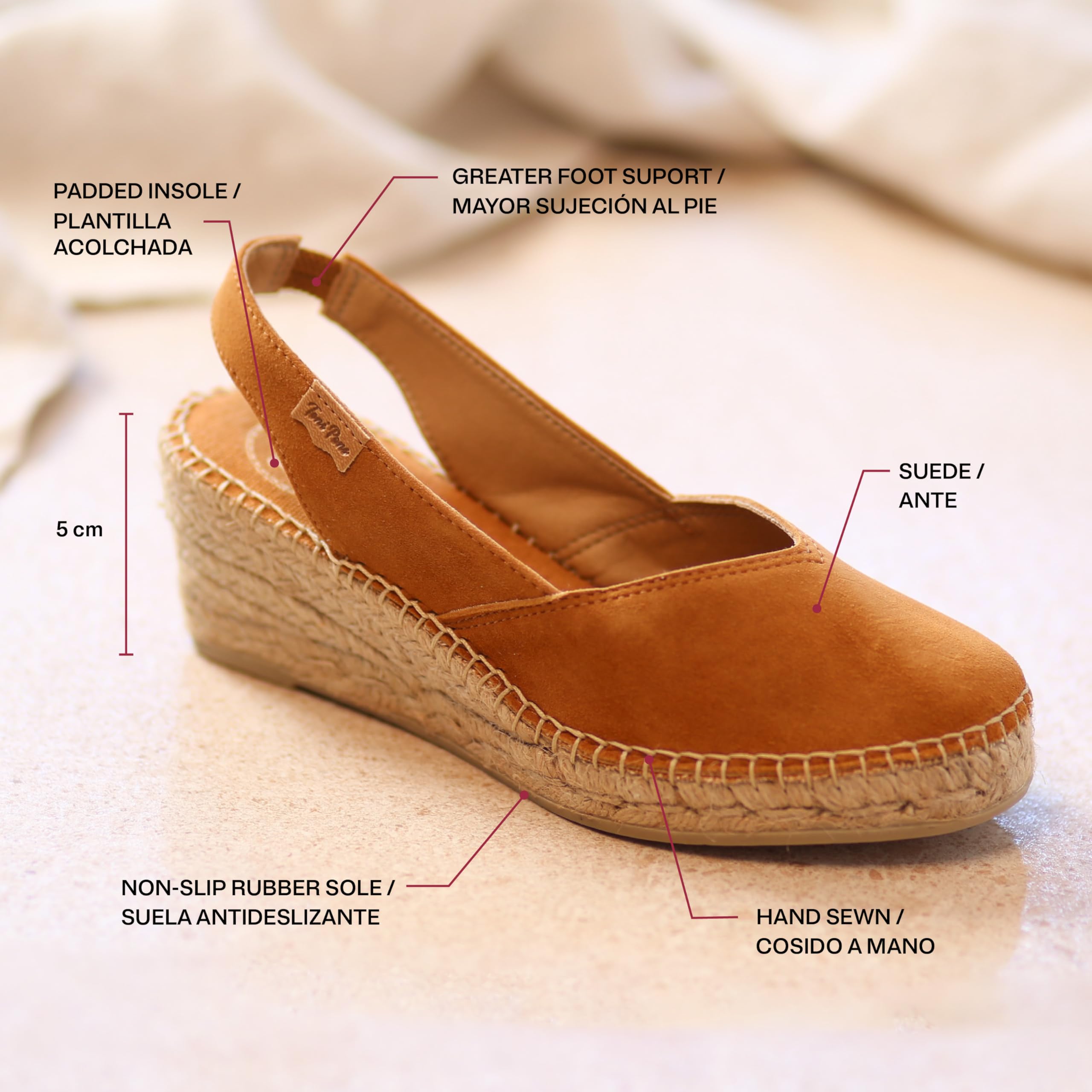Toni Pons Betty-A - Espadrillas con Zeppa Donna realizzate in camoscio.