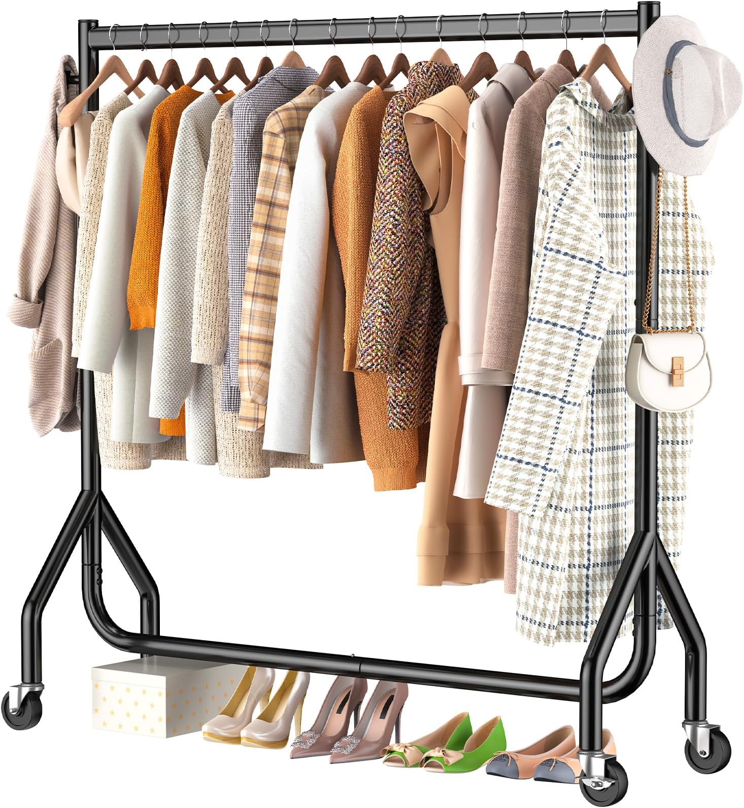 Amazon.com: SLEEPING LAMB Heavy Duty Clothes Rack, Rolling Clothing ...