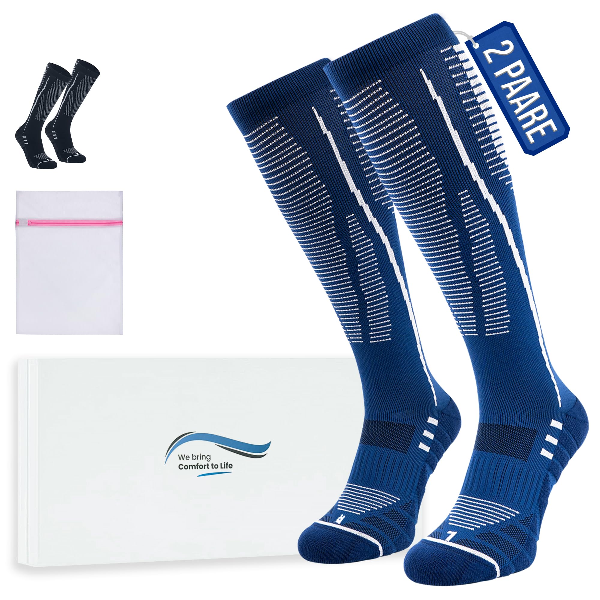 360 RELIEF Kompressionsstrümpfe Herren und Damen, Stützstrümpfe | Abgestufte Thrombosestrümpfe für Sport, Laufen, Flug, Reise, Joggen, Radsport, Kompressionssocken