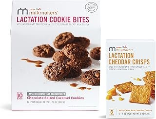 Munchkin® Milkmakers® 10pk Lactation Cookie Bites, Chocolate Salted Caramel and 6pk Lactation Crisps, Cheddar