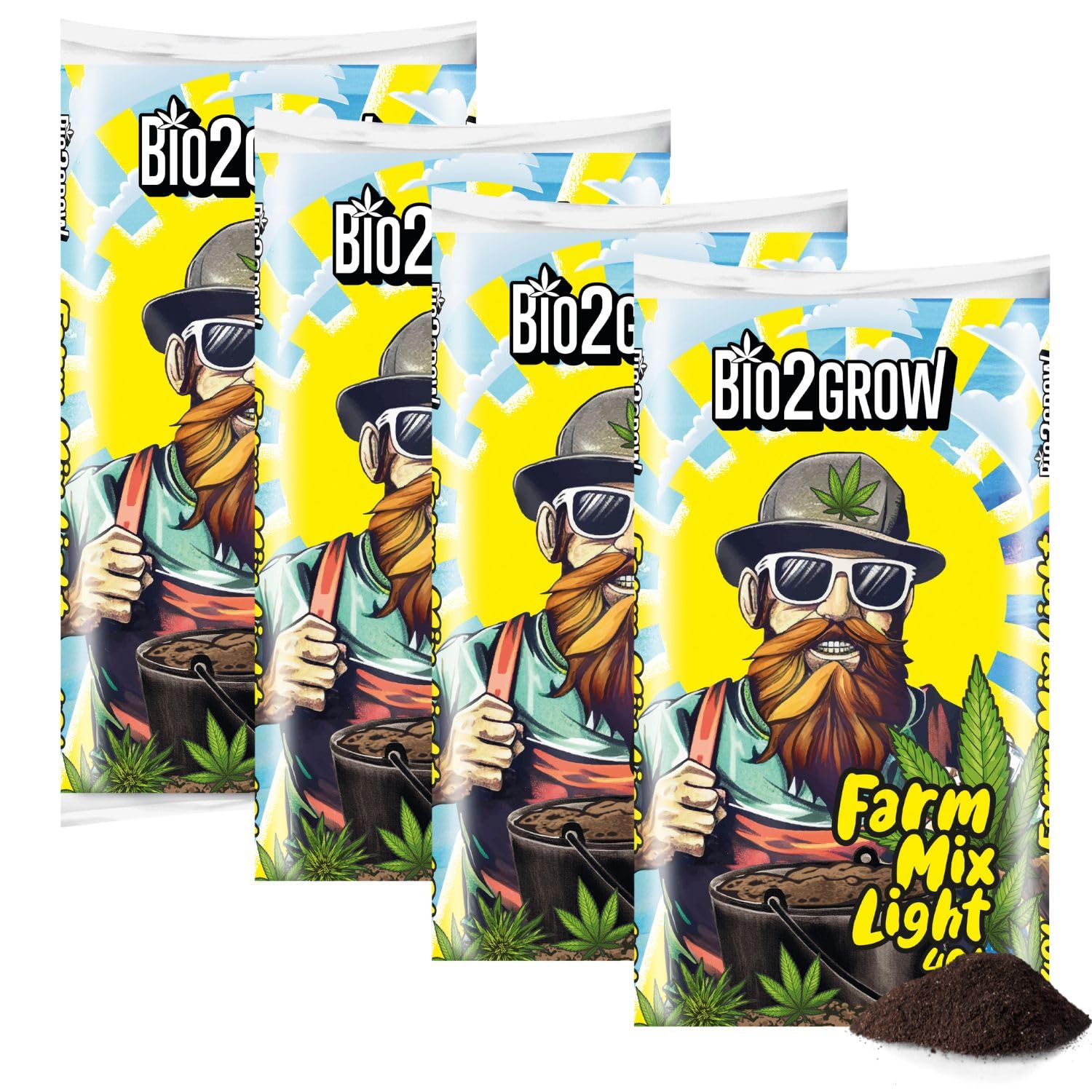 Bio2Grow Farm Mix Light 160 l, 4 worki, ziemia do kwiatów do wnętrz i na zewnątrz, lekka mieszanka