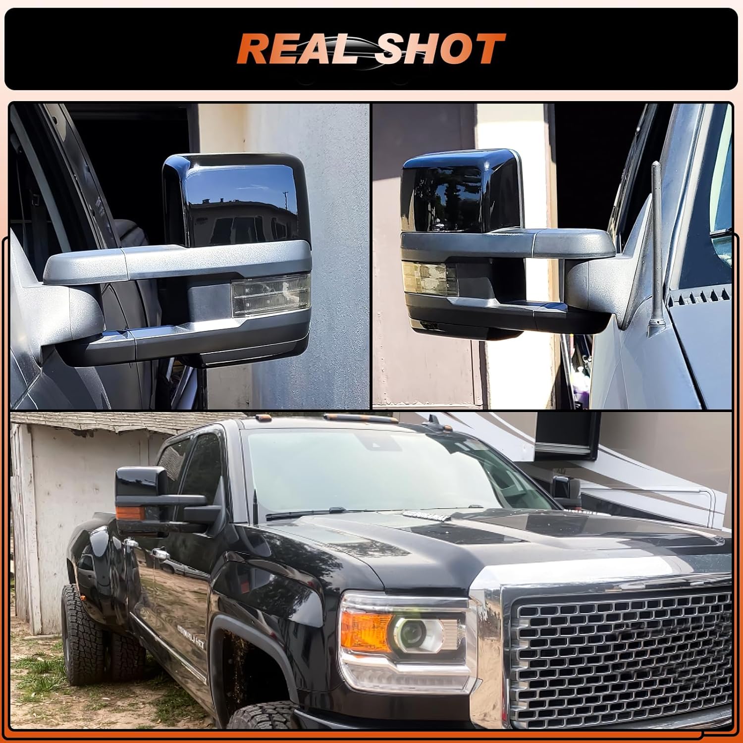 ACLONG Tow Mirror Cover Caps Glossy Black Left & Right Rearview Side Mirror Caps Fit for Chevy Silverado GMC Sierra 2014 2015 2016 2017 2018 2019-1Pair