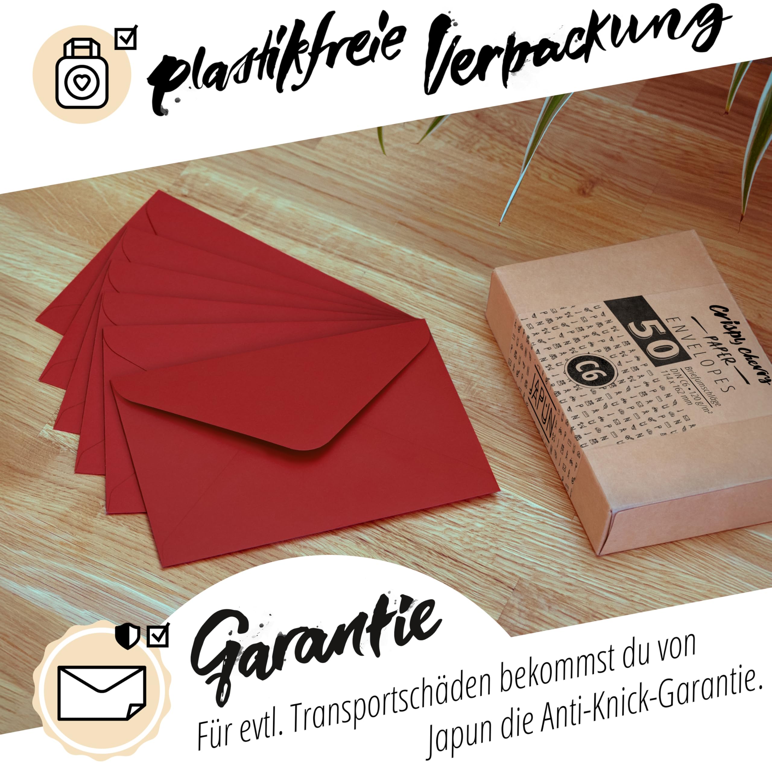 Buste di carta DIN C6 162x114 mm rosso 50 pezzi