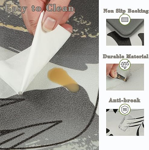 Miniatura 3 de Homcomoda Alfombras y tapetes de cocina antideslizantes y antifatiga, 2 piezas, bohemios, acolchados, impermeables, cómodos, para cocina, fregadero,