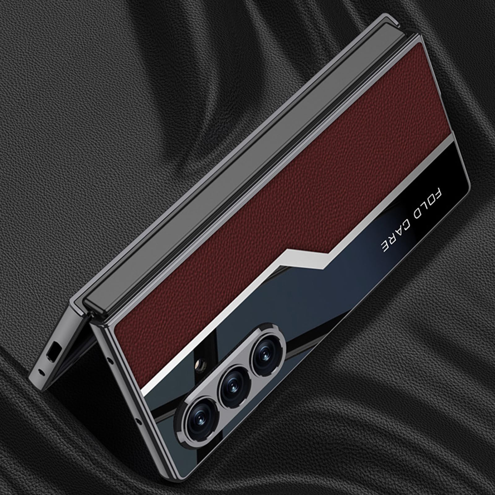 Funda Delgada For Samsung Galaxy Z Fold 8 Ultra, Textura De Fibra De Carbono Empresarial, Lente Todo Incluido, Protección De Pantalla De Vidrio Templado, Cubierta De Cuero Galvanizado