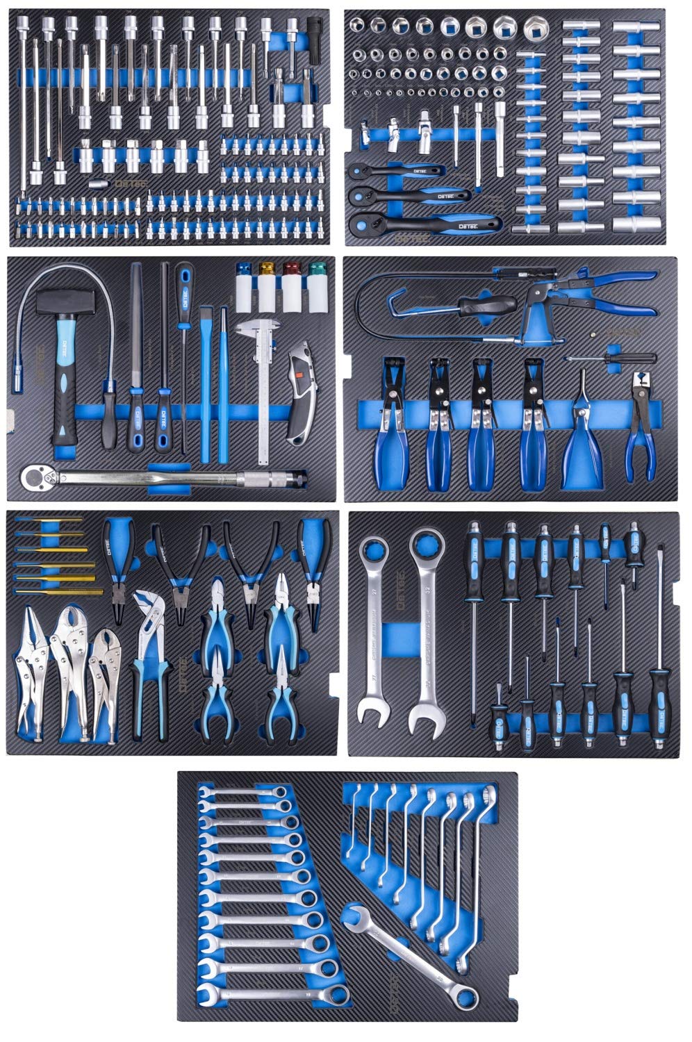 DeTec. XXL Werkstattwagen 1077 Heavy Duty, gefüllt, Schaumstoff-Einleger