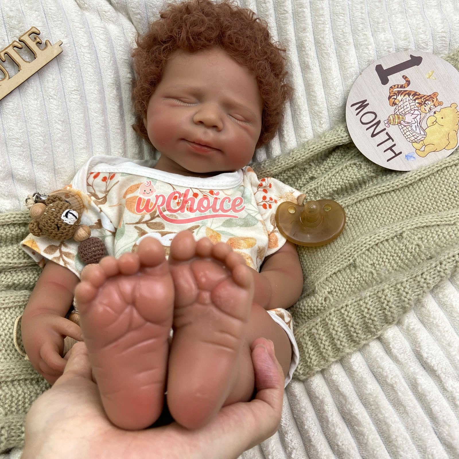 Muñeca Bebé Reborn afroamericana de Silicona,50 cm,Cabello implantado