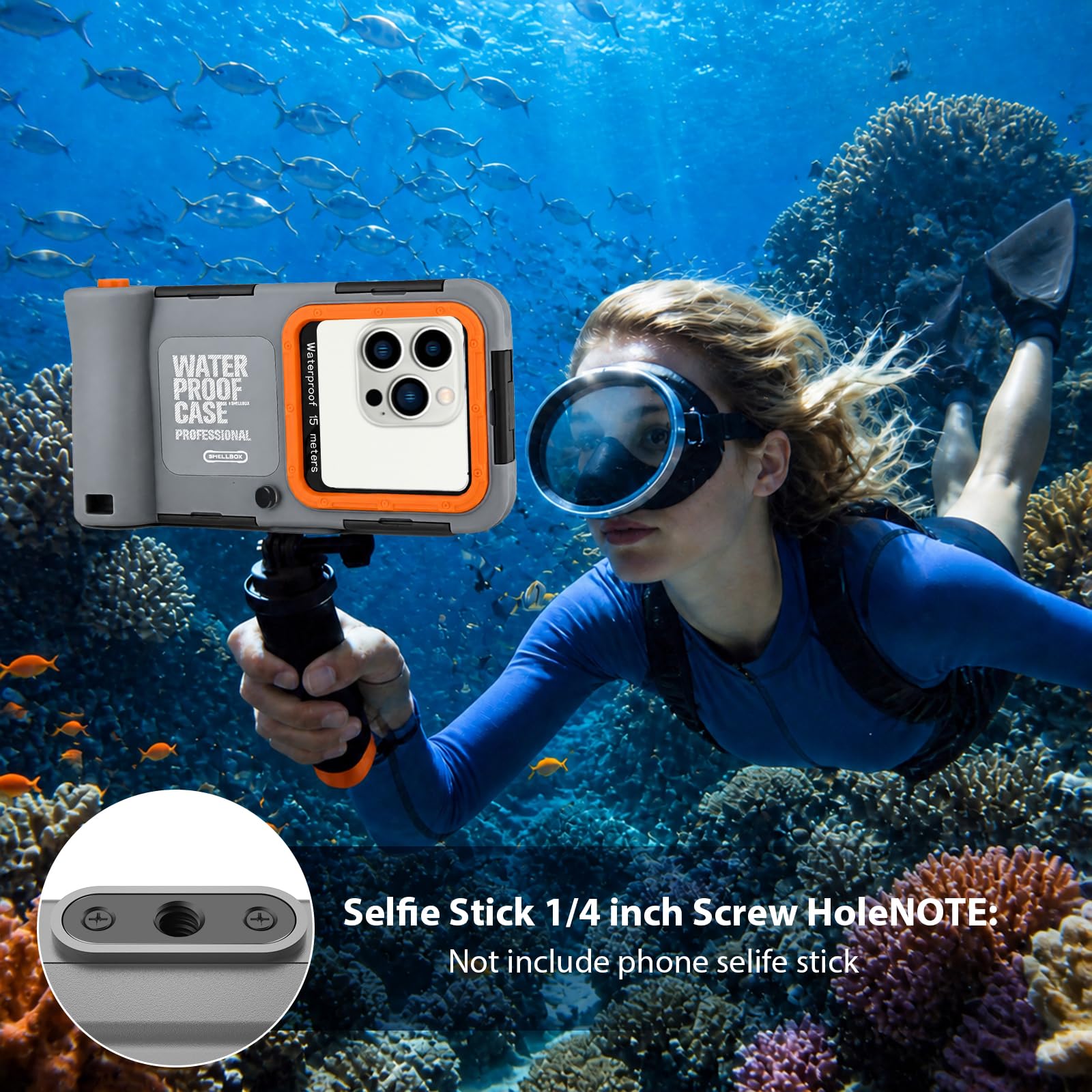 Funda de teléfono subacuática IP68 mejorada para esnórquel, funda impermeable para teléfono | Funda profesional de buceo diseñada para iPhone 7-17 Pro Max/Pro/Plus/Mini, SE 2/3, fotos y videos submarinos