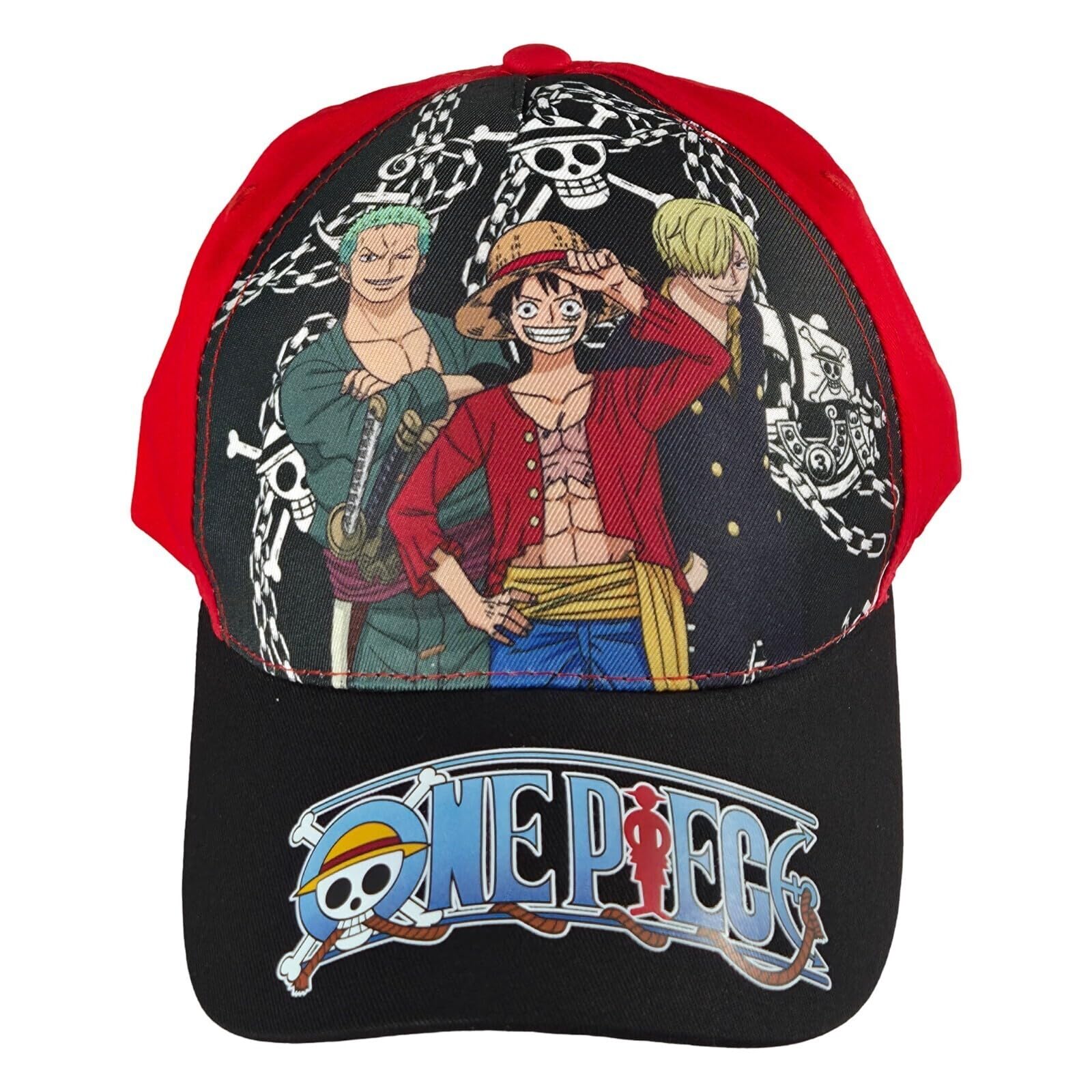 Gorra de béisbol para niños de One Piece, 2 diseños con la tripulación del sombrero de paja y la tripulación del sombrero de paja, tamaño ajustable (54 – 56 cm) – Merch oficial de anime – Gorra de