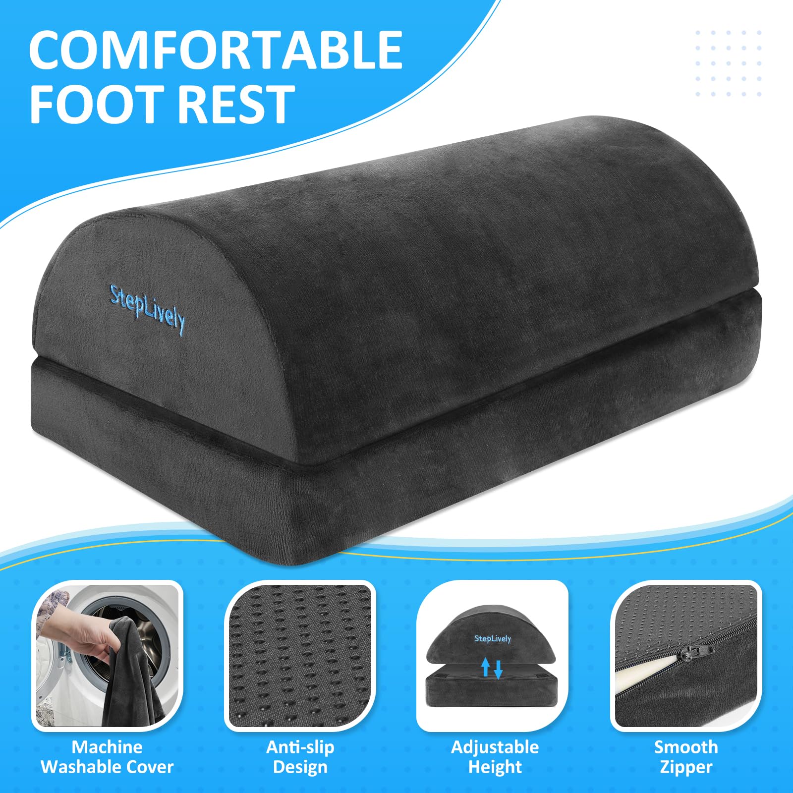 StepLively Reposapiés para debajo del escritorio en el trabajo, color gris (XL)