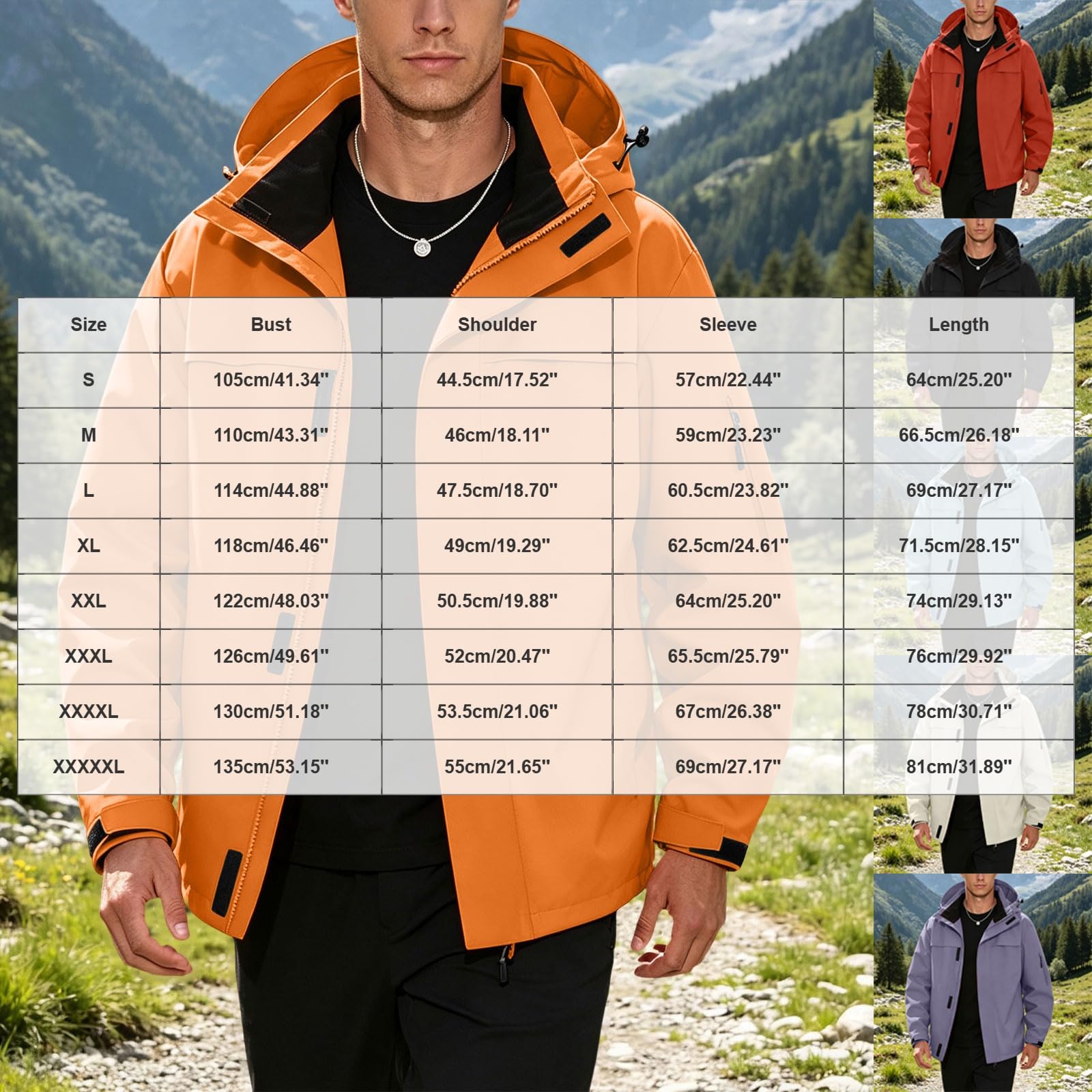Anorak Con Capucha Cazadora Caza Con Bolsillos Chaqueta Impermeable Hombre Invierno Chubasquero Impermeable Entretiempo Resistente Compartimentos Amplios Equipaje De Montaña Y Actividades Al Libre