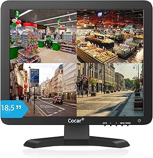 Cocar 18.5" CCTV Monitor 16:9 BNC Monitor with YPBPR/BNC/VGA/HDMI/Audio in Out, 1336x768 TFT LCD Display for Home Security Systems Surveillance Camera STB 75x75 VESA Wall Mounting