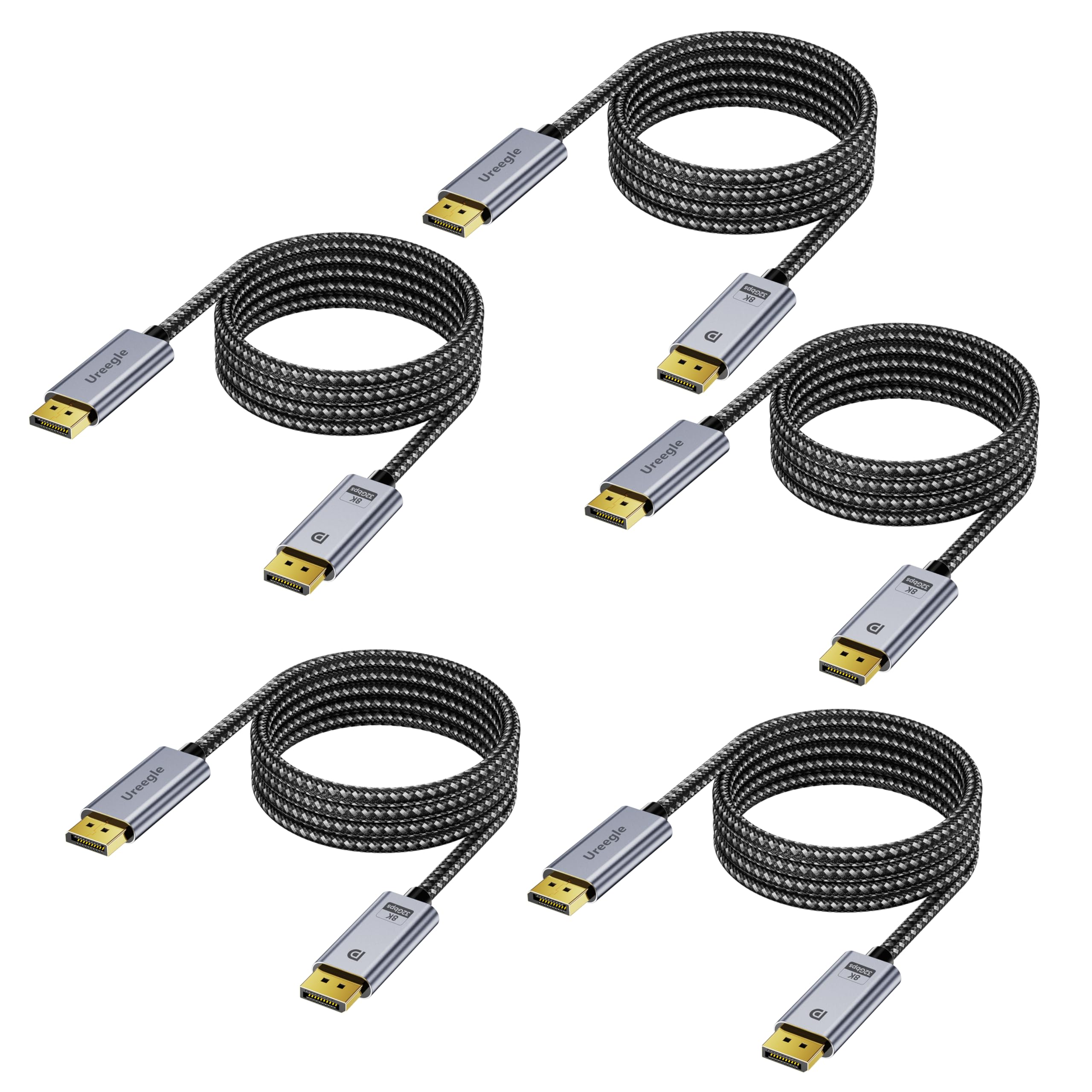 Cavo DisplayPort 8K 1.4, cavo DP placcato oro da 2 m (8K a 60Hz, 4K a 144Hz, 32,4 Gbps) HDR, DP a DP cavi compatibili con PC da gioco, laptop, monitor, computer, proiettore [confezione da 5]