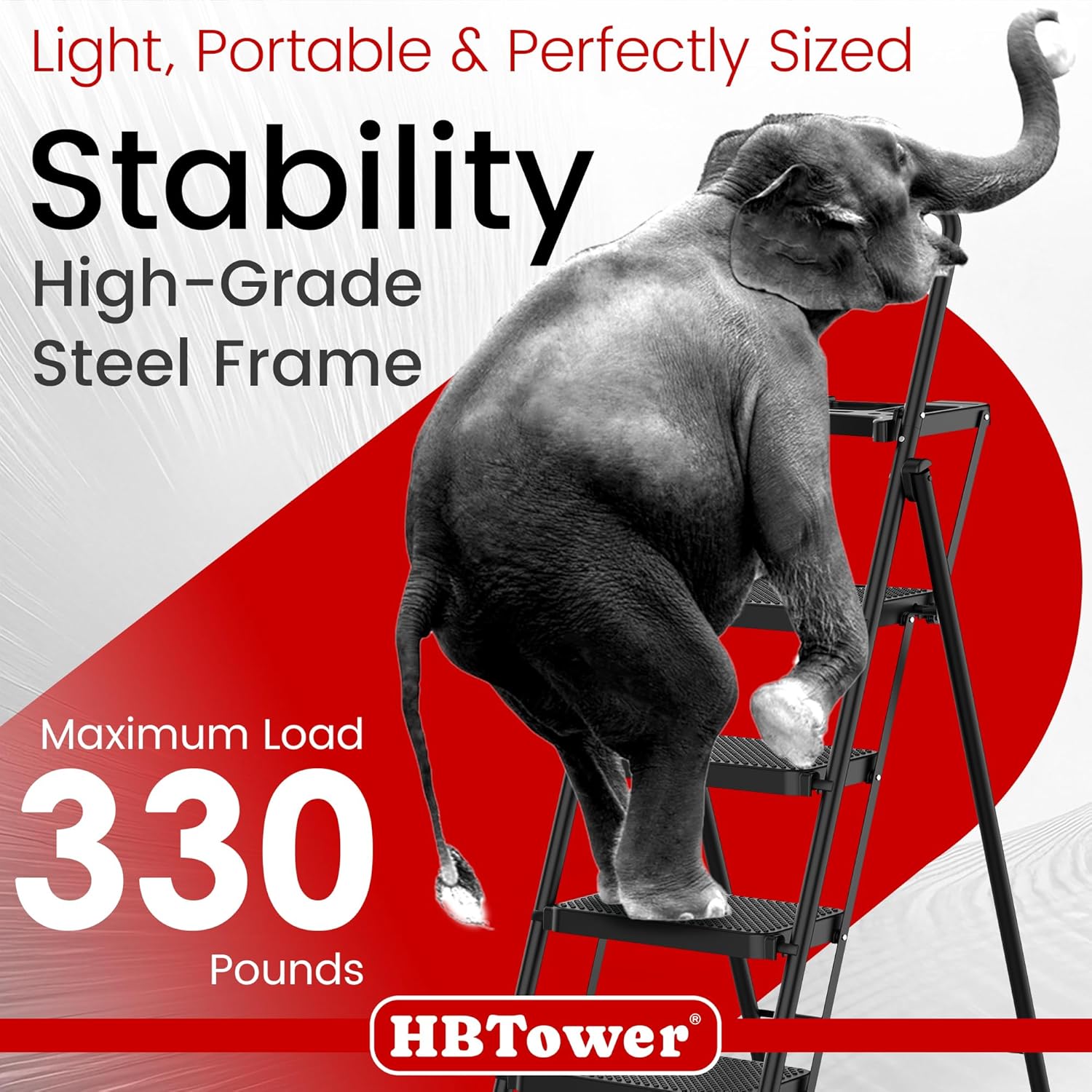 Compact & Secure Folding Step Stool with Anti-Slip Pedals and Handrail