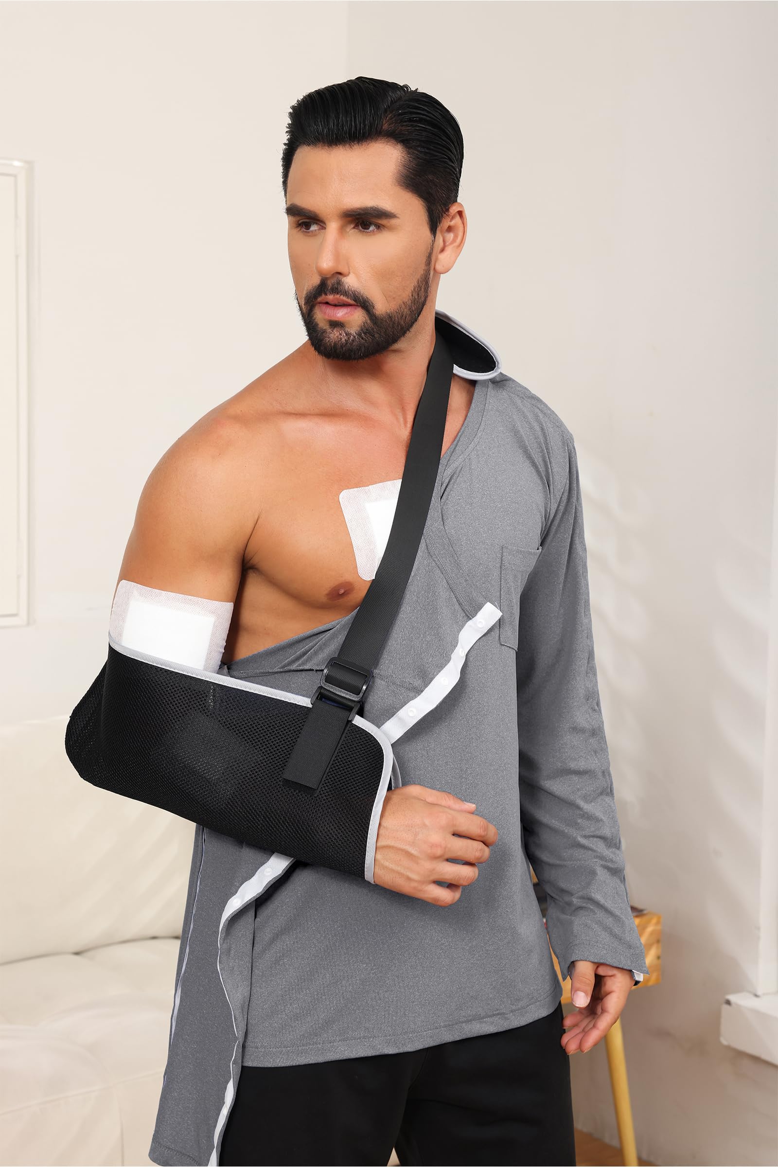 Post Shoulder Surgery Shirt, Comfy Wear After Surgery Shirts, Full Open Side Snap Chemo & Dialysis