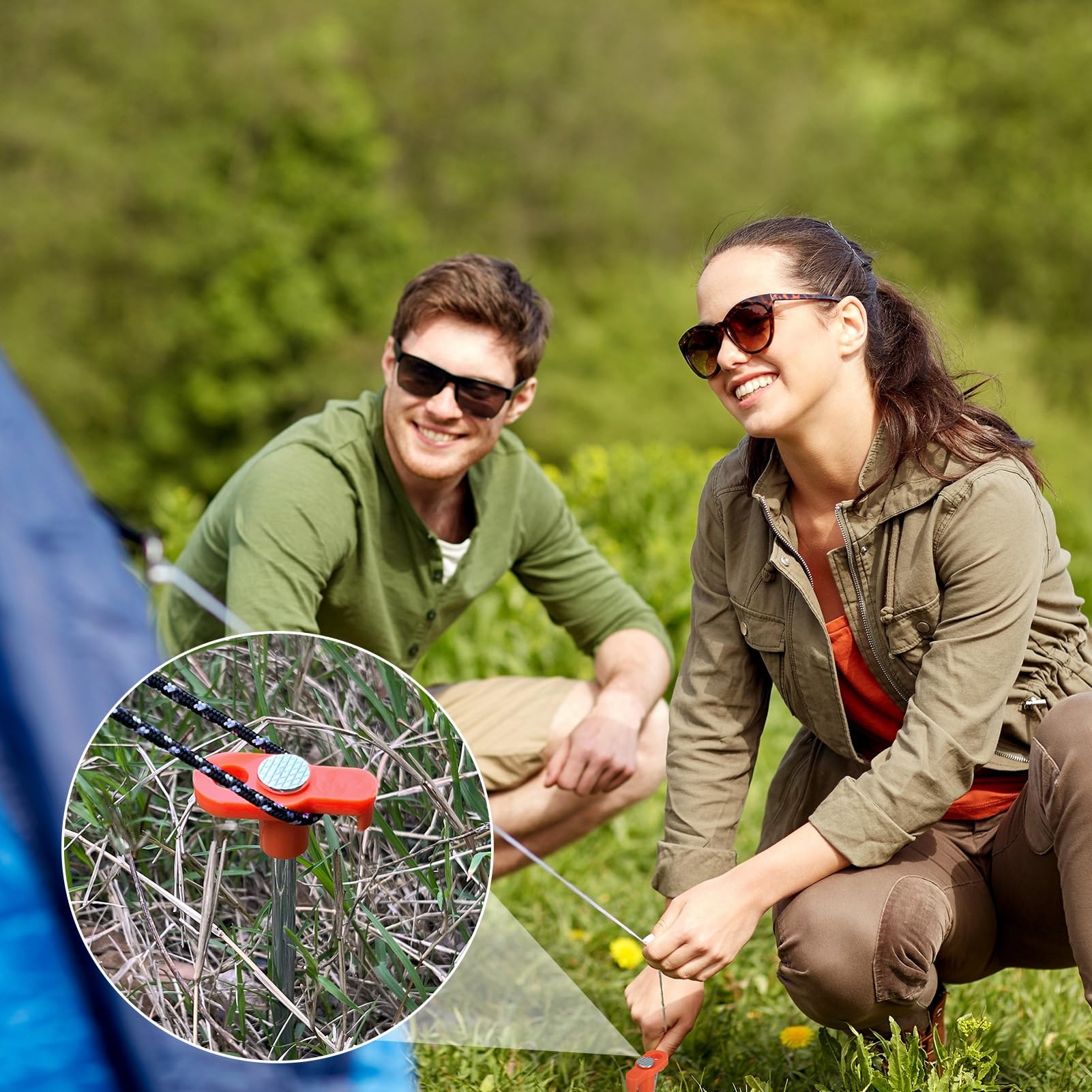 10 Piquets De Tente Orange 20cm - Sardines En Métal à Visser Pour Camping