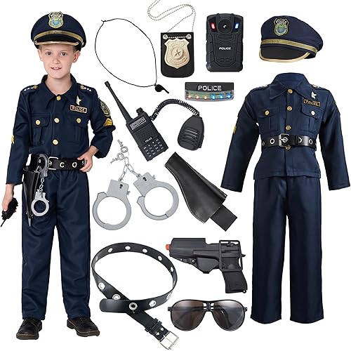 JOYIN Toy Halloween Toddler Police Costume, Police Officer Costume for Boys, Kids Cop Outfit for Halloween Pretend Roleplay