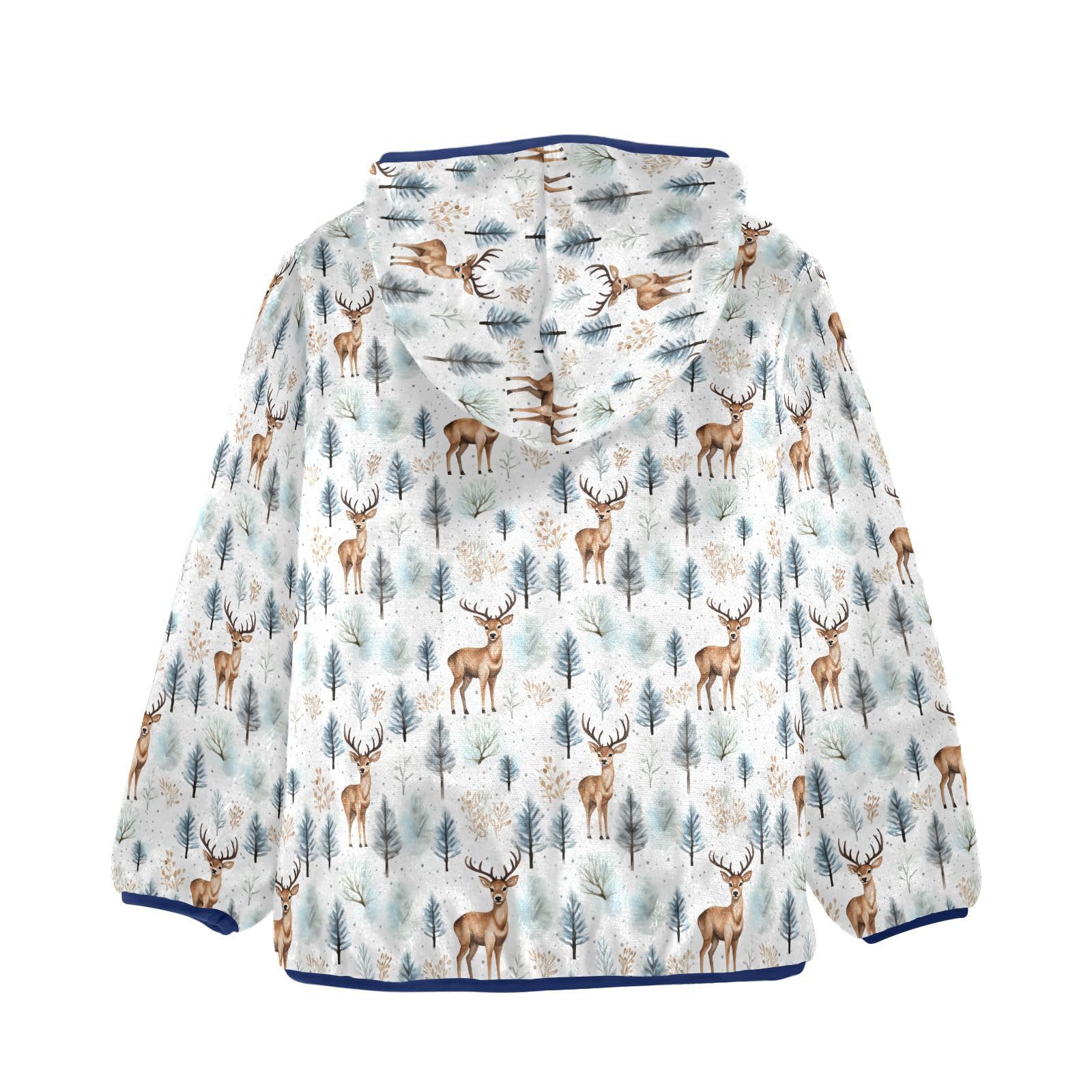 KEIGE Woodland Deer Boys Fleece Coat,Children's Zip-Up Hoodie Jacket,Baby Warm Fashion Outerwear 3T,A110943