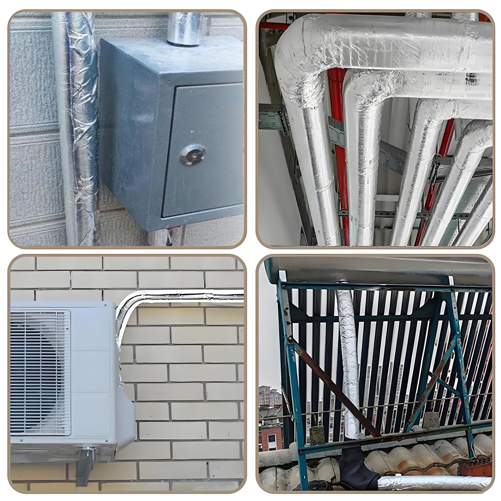 Fundas de Aislamiento Térmico para Tuberías Exteriores Aislante Tubo Espuma Anticongelante Manguera Coquilla Aislante De Papel De Aluminio Autoadhesivo (ID) 219mm x (T) 30mm