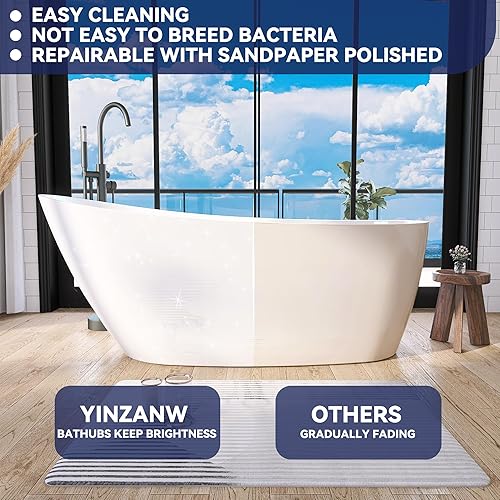 Miniatura 4 de Bañera independiente de 61 pulgadas, bañeras de remojo con desbordamiento y drenaje integrados, certificado cUPC, bañera blanca acrílica (YI-1255)