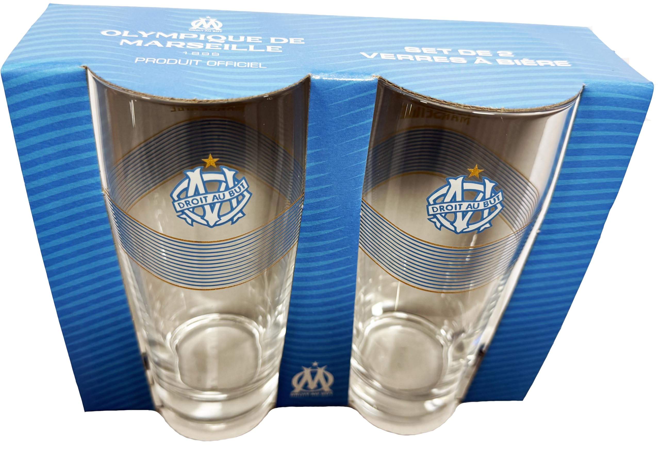 OLYMPIQUE DE MARSEILLE 2 x Verre à Bière 48 cl OM Collection officielle