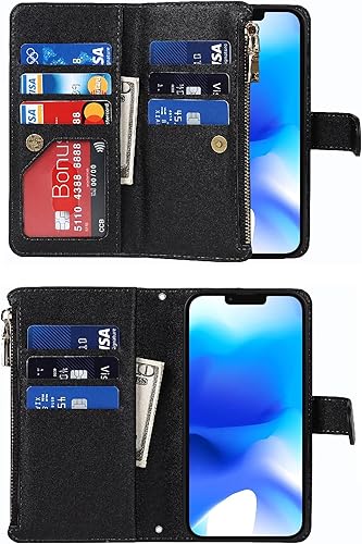 Miniatura 4 de Jaorty Funda cruzada para iPhone 14 con tarjetero para mujer, iPhone 14 con correa para hombre, cierre magnético de piel sintética con soporte de