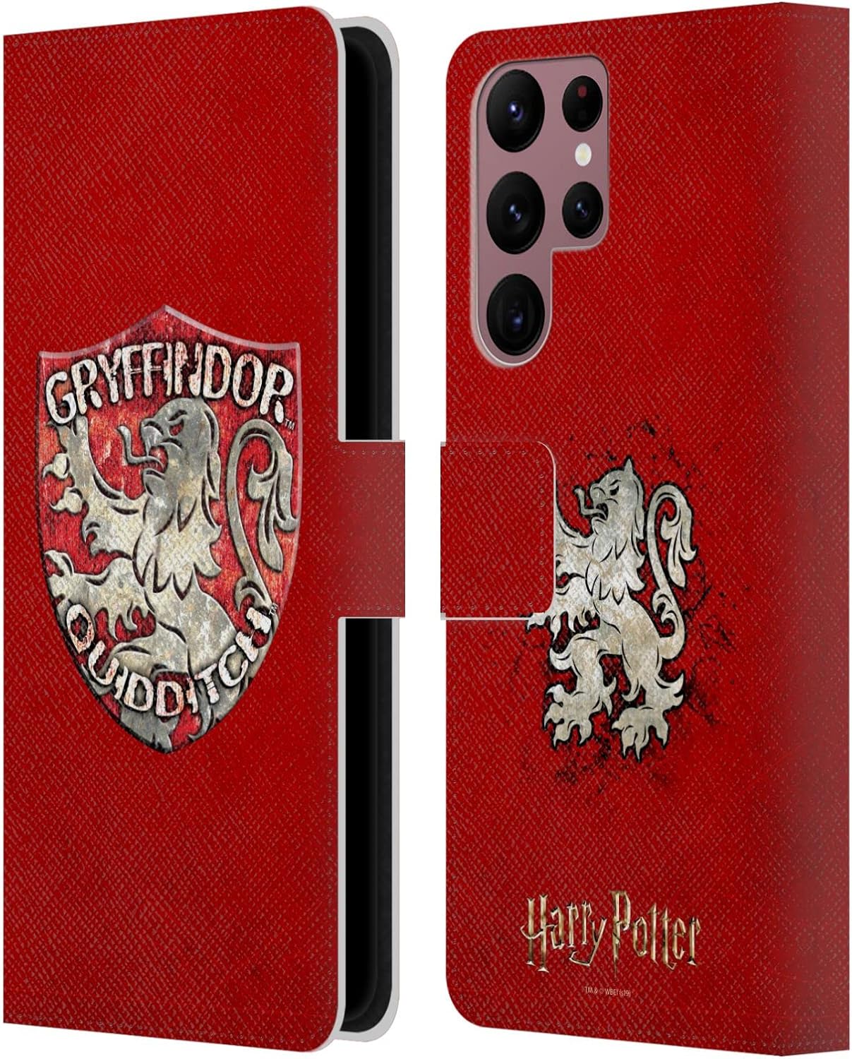 Head Case Designs Officially Licensed Harry Potter Gryffindor Quidditch Badge Prisoner of Azkaban V Leather Wallet Case Compatible with Samsung Galaxy S22 Ultra 5G