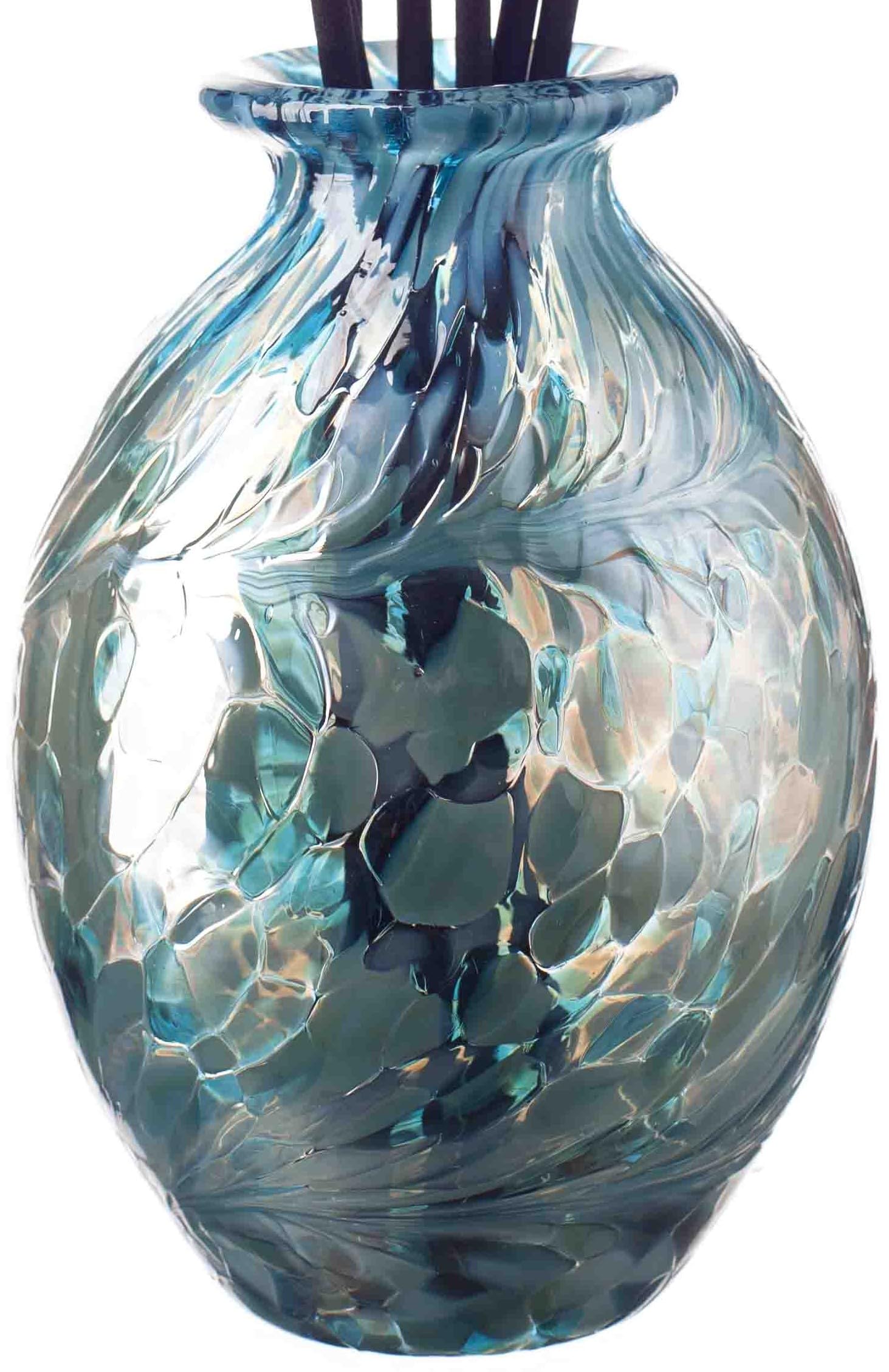 Amelia Art Glass Blue March Birthstone Coloured Mouth Blown Glass Bud Vase Reed Diffuser