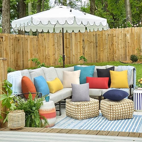 Miniatura 6 de ReeQuo Paquete de 2 fundas de almohada para exteriores, fundas de almohada decorativas de línea sólida, impermeables, para jardín, patio, sofá,