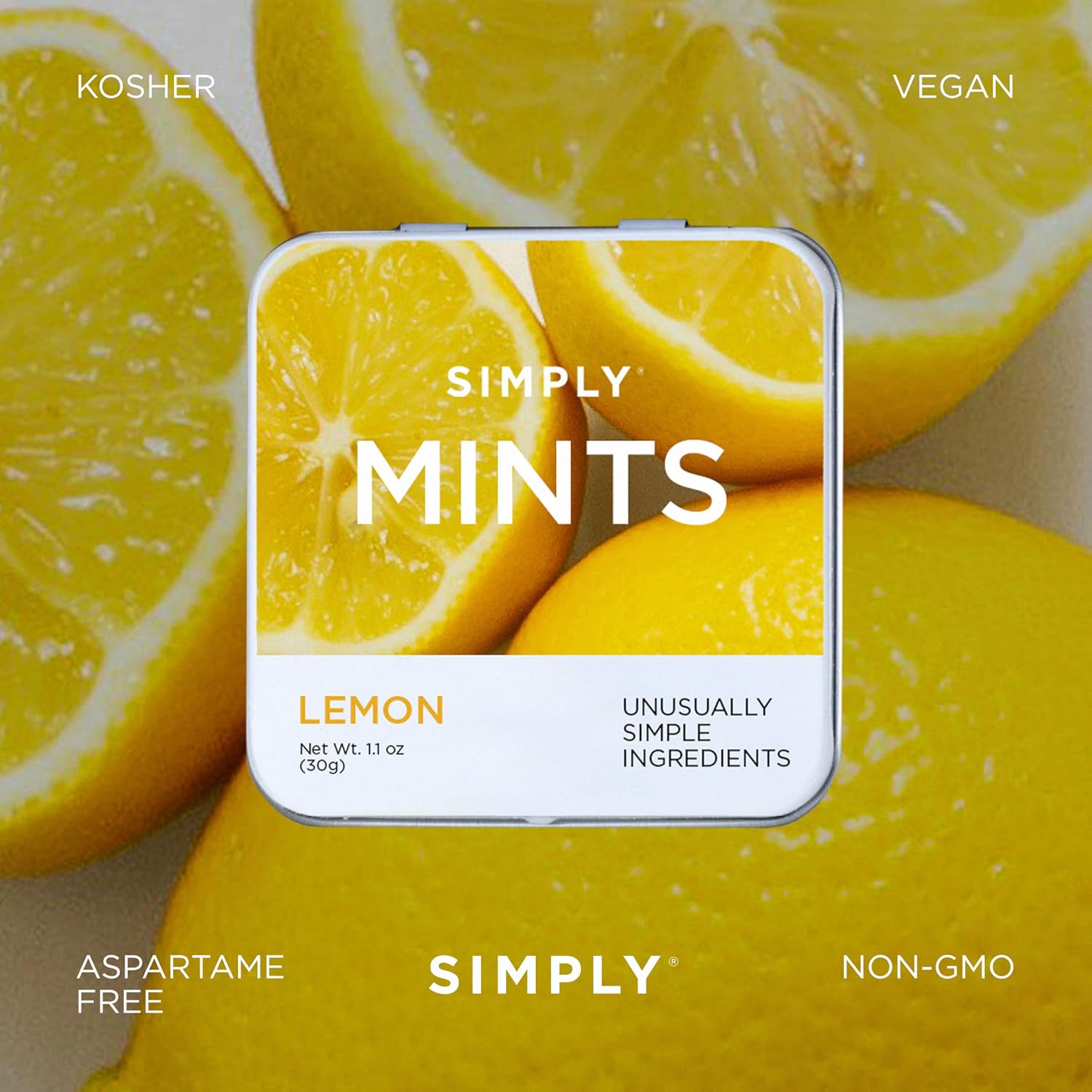 SIMPLY MINTS Natural Lemon Hard Candy, 18 Pack (180 Pieces), Tart and Tangy| Aspartame-Free, Sorbitol-Free, Xylitol-Free, Vegan, Kosher, Non-GMO image 5