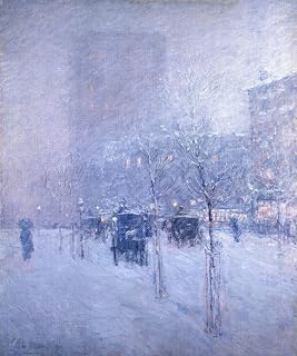 Late Afternoon New York Winter Snow Horse Drawn Carriage 1900 American Impressionism Painting By Childe Hassam Repro on Matte Paper 16" X 20" Image Size